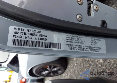 2021 Dodge Challenger Sxt Awd z USA, uszkodzony, nr VIN 2C3CDZGG3MH649967